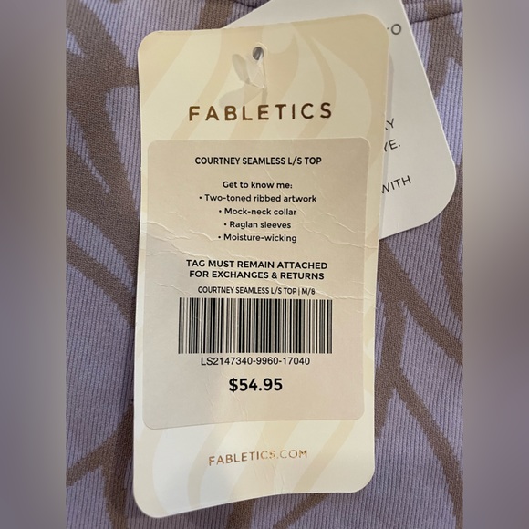 Fabletics Courtney Seamless Long-Sleeve Top in Frosted Lilac/Pink Cloud Size XS - Picture 3 of 3